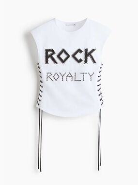 Stella McCartney H&M Rock Royalty Lace-Up White Graphic Top